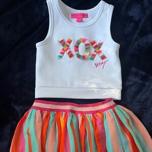 Betsey Johnson girls 4t top skirt set cheerleading